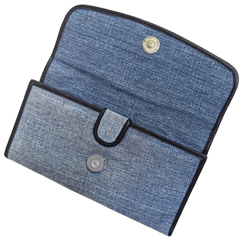 Bijoux de Ja Upcycling Blue Denim Large Capacity Money Flap Roomy Long Wallet Purse for Women BMW014 - Image 3